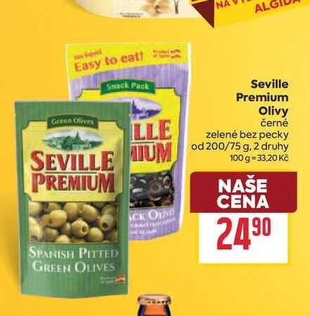 Seville Premium Olivy černé zelené bez pecky od 200/75 g