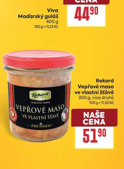 Rekord Vepřové maso ve vlastní šťávě 300 g