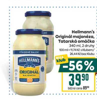 Hellmann's Originál majonéza, Tatarská omáčka 340 ml