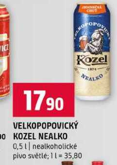 VELKOPOPOVICKÝ KOZEL NEALKO 0,5l nealkoholické pivo světlé