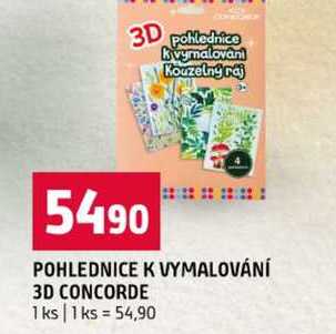 POHLEDNICE K VYMALOVÁNÍ 3D CONCORDE 1ks