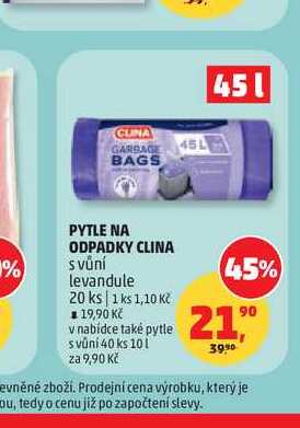 PYTLE NA ODPADKY CLINA s vůní levandule 20 ks