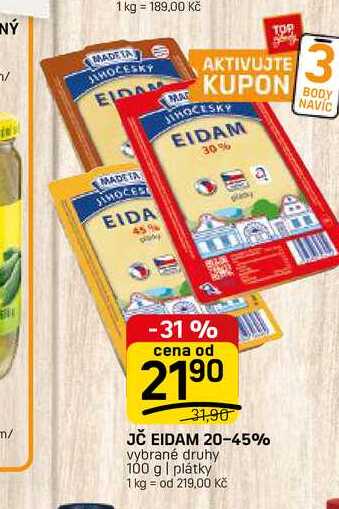 JČ EIDAM 20-45% vybrané druhy 100 g | plátky 