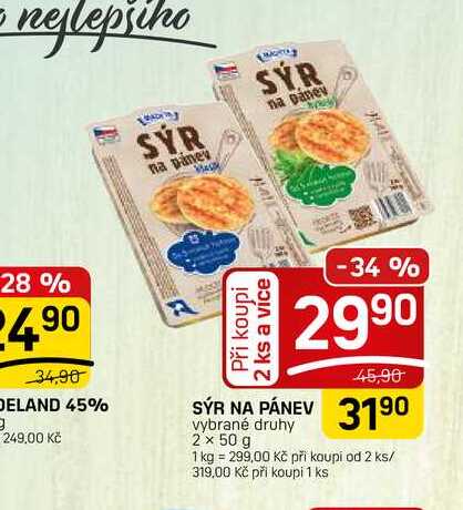 SÝR NA PÁNEV vybrané druhy 2 x 50 g