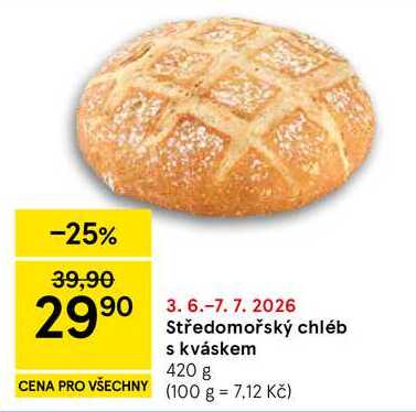 Středomořský chléb s kváskem, 420 g  
