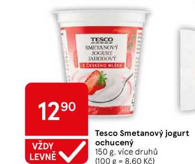 Tesco Smetanový jogurt ochucený, 150 g, více druhů  