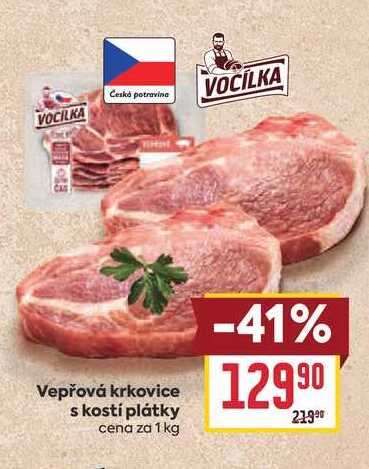 Vepřová krkovice s kostí plátky cena za 1 kg 