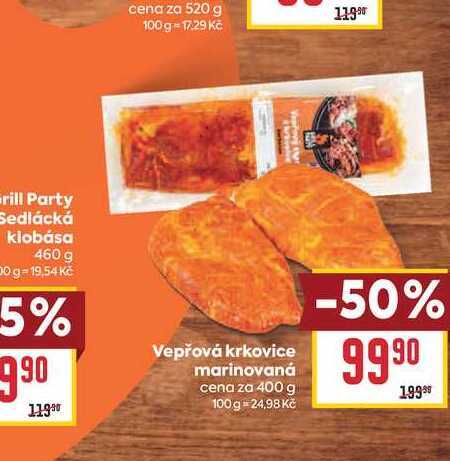 Vepřová krkovice marinovaná cena za 400 g 
