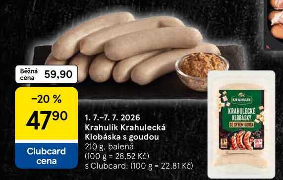 Krahulik Krahulecká Klobáska s goudou, 210 g, balená
