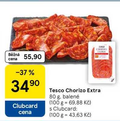 Tesco Chorizo Extra, 80 g. balené