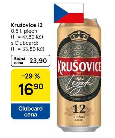 Krušovice 12, 0.5 l, plech