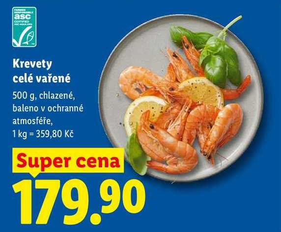 Krevety celé vařené, 500 g