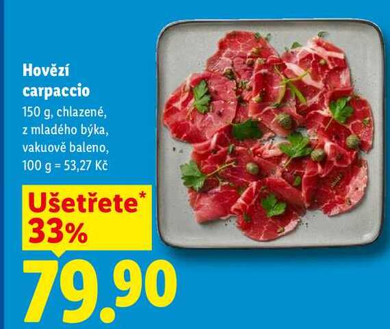 Hovězí carpaccio, 150 g