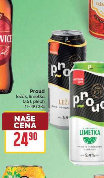 Proud ležák, limetka 0,51, plech