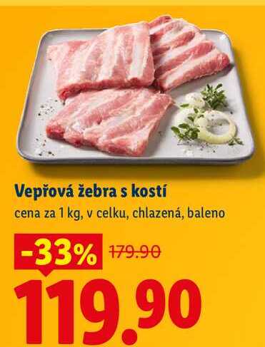Vepřová žebra s kostí, cena za 1 kg 