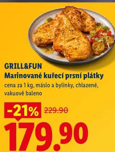 GRILL&FUN Marinované kuřecí prsní plátky, cena za 1 kg 