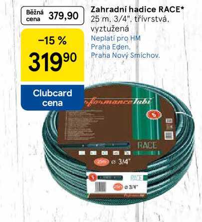 Zahradní hadice RACE, 25 m, 3/4", třívrstvá. vyztužená 