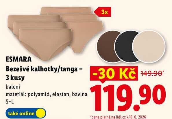 ESMARA D Bezešvé kalhotky/tanga - 3 kusy