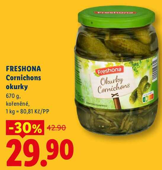 FRESHONA Cornichons okurky, 670 g