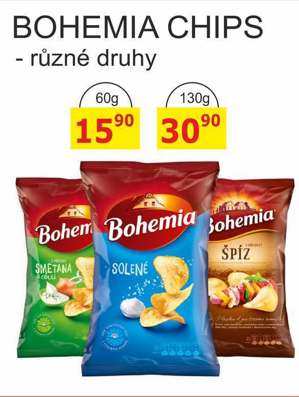 BOHEMIA CHIPS - různé druhy 130g