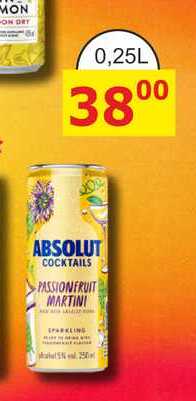 ABSOLUT COCKTAILS PASSIONFRUIT MARTINI 0,25L míchaný nápoj, plech