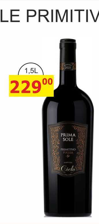 PRIMASOLE PRIMITIVO - ITÁLIE víno červené, polosuché 1,5L