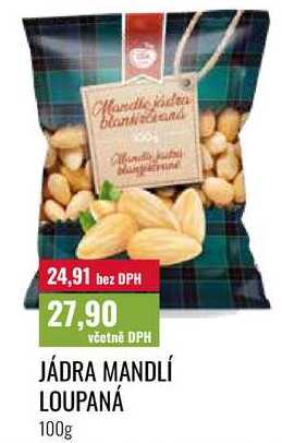 JÁDRA MANDLÍ LOUPANÁ, 100g