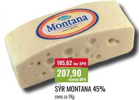 SÝR MONTANA 45%, cena za 1Kg  