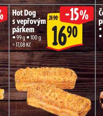 Hot Dog s vepřovým párkem 99 g