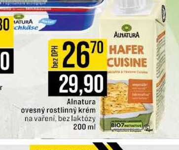Alnatura ovesný rostlinný krém na vaření, bez laktózy 200 ml 