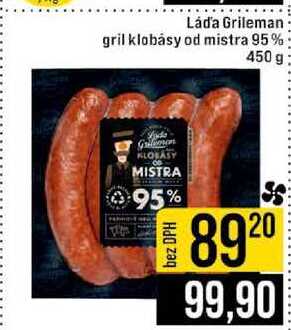 Láda Grileman gril klobásy od mistra 95% 450 g