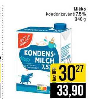 Mléko kondenzované 7,5% 340 g  v akci