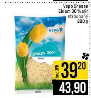 Vepo Cheese Eidam 30% sýr strouhaný 200 g 