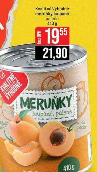 Kvalitně Výhodně meruňky loupané půlené 410 g