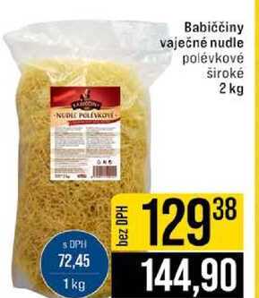 Babiččiny vaječné nudle polévkové široké 2 kg