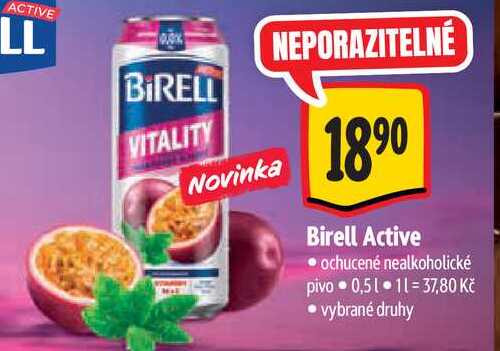 Birell Active ochucené nealkoholické pivo 0,5 l