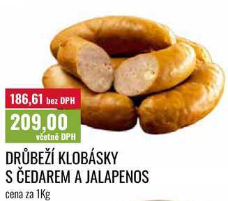 DRŮBEŽÍ KLOBÁSKY S ČEDAREM A JALAPENOS cena za 1Kg 