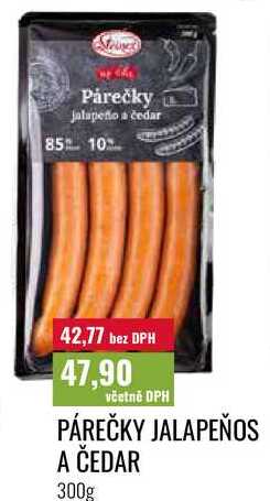 PÁREČKY JALAPEŇOS A ČEDAR 300g