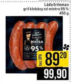 Láďa Grileman gril klobásy od mistra 95% 450 g 