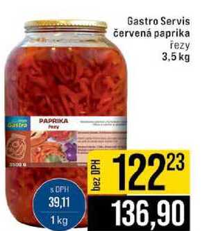Gastro Servis červená paprika řezy 3,5 kg 