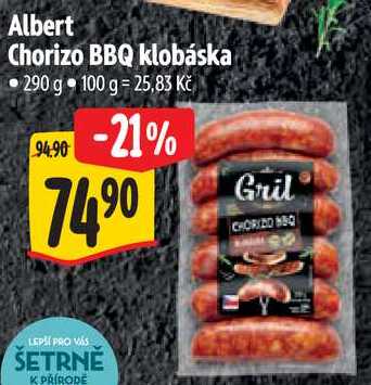 Albert Chorizo BBQ klobáska, 290 g 