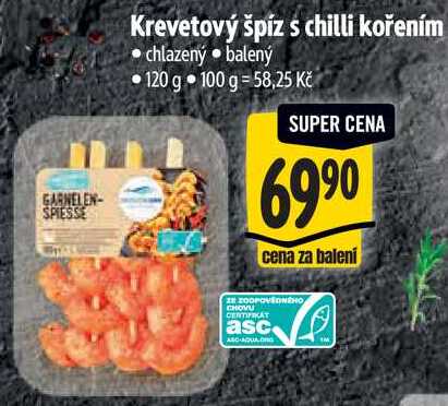 Krevetový špíz s chilli kořením, 120 g