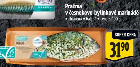 Pražma v česnekovo-bylinkové marinádě, cena za 100 g