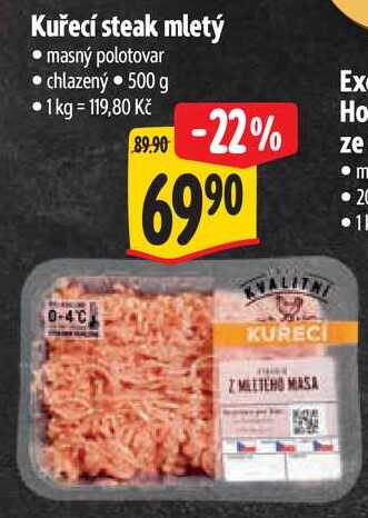 Kuřecí steak mletý, 500 g