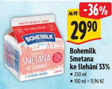 Bohemilk Smetana ke šlehání 33%, 250 ml