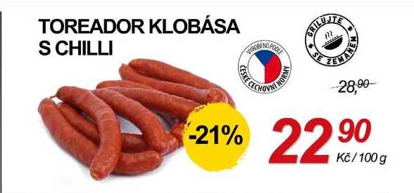 TOREADOR KLOBÁSA S CHILLI, 100 g