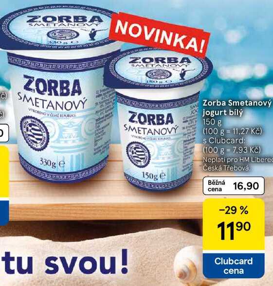 Zorba Smetanový jogurt bílý, 150 g