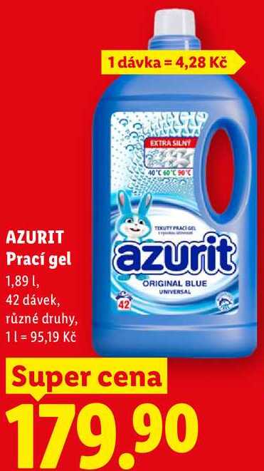 AZURIT Prací gel, 1,89 l/42 PD