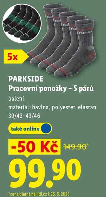 PARKSIDE Pracovní ponožky - 5 párů