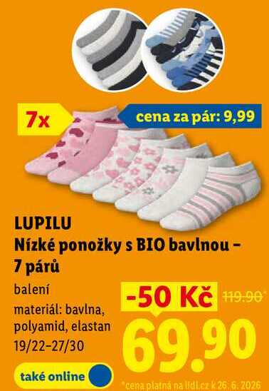 LUPILU Nízké ponožky s BIO bavlnou - 7 párů 